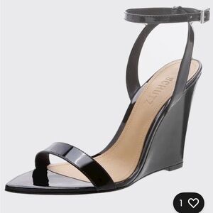 SCHUTZ Raquel Black Patent Leather Wedge Heel 8.5 $160